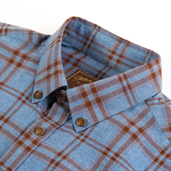 Western - Light blue and Brown Yarn Dyed Plaid
