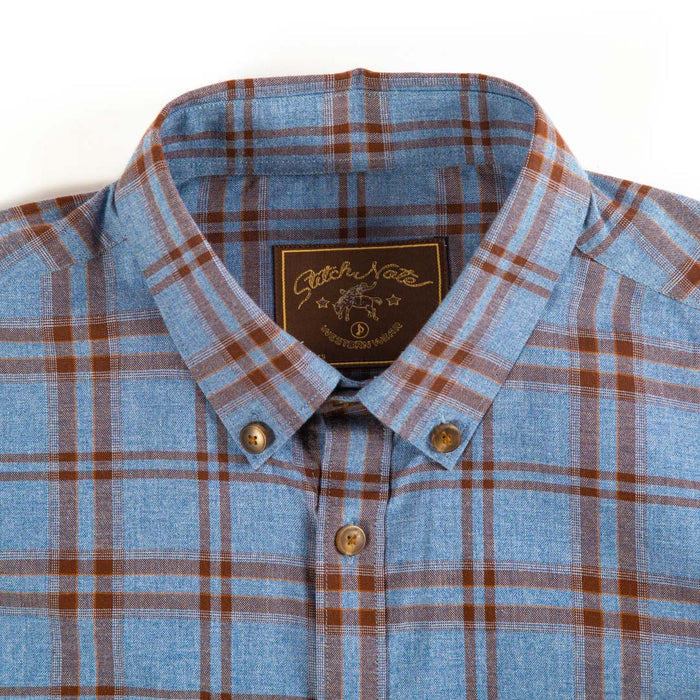 Western - Light blue and Brown Yarn Dyed Plaid