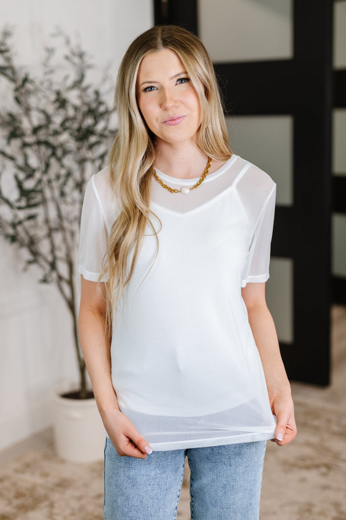Which Choice Layered Mesh Top Womens Ave Shops- Tilden Co.
