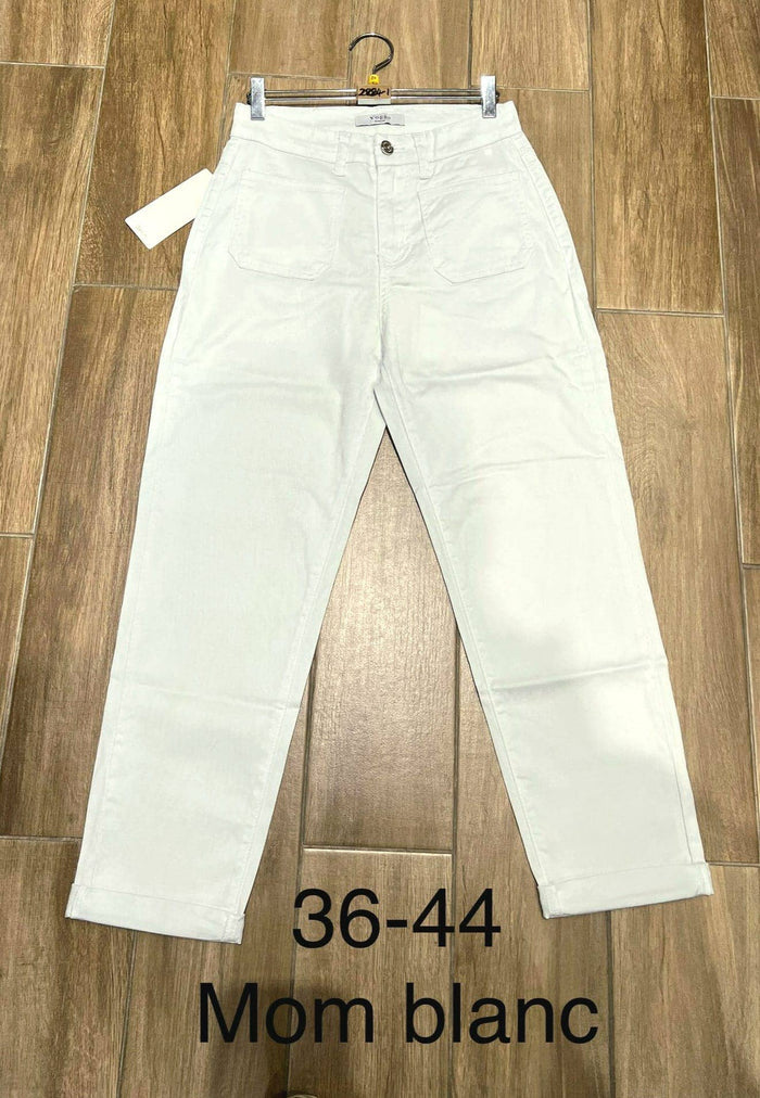White Mom Fit 2 Front Pocket Voggo Jeans