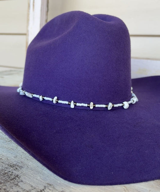 White Stone & Beads Hat Band