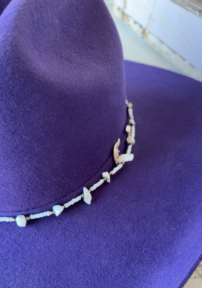 White Stone & Beads Hat Band