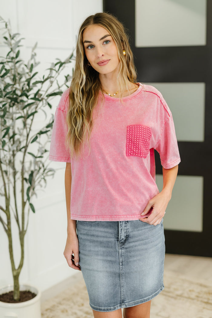 Who's That Girl Crochet Pocket T-Shirt T-Shirt Ave Shops- Tilden Co.
