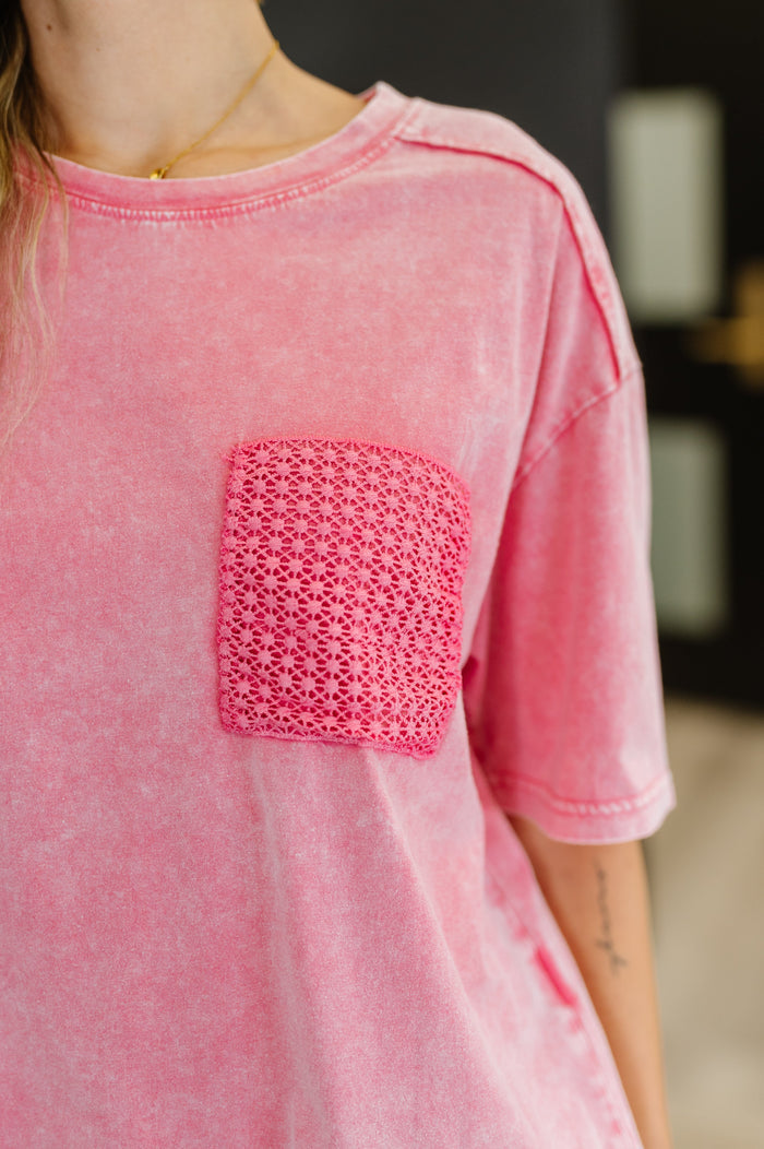 Who's That Girl Crochet Pocket T-Shirt T-Shirt Ave Shops- Tilden Co.