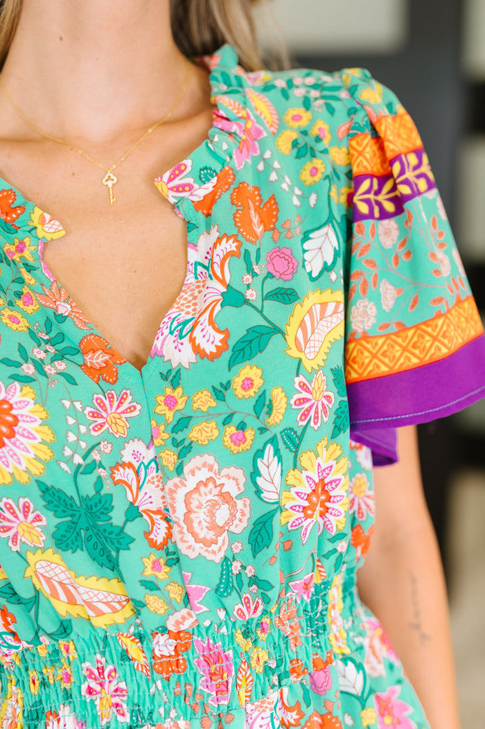 Wildflower Wish Gathered Tier Dress in Mint Midi Dress Ave Shops- Tilden Co.