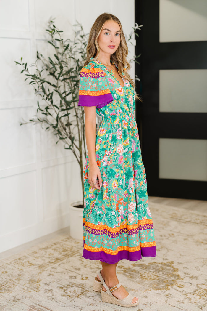 Wildflower Wish Gathered Tier Dress in Mint Midi Dress Ave Shops- Tilden Co.