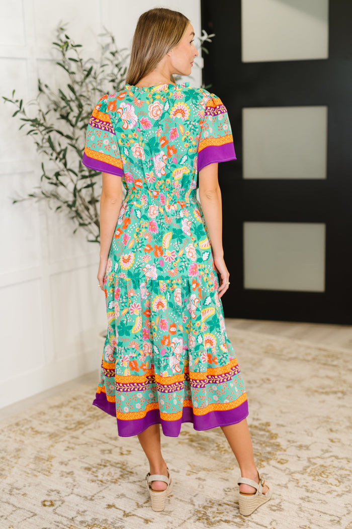 Wildflower Wish Gathered Tier Dress in Mint Midi Dress Ave Shops- Tilden Co.