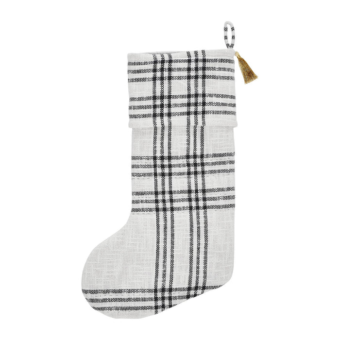 Wintergleam Black White Plaid Stocking 12x20    Home & Decor VHC Brands- Tilden Co.