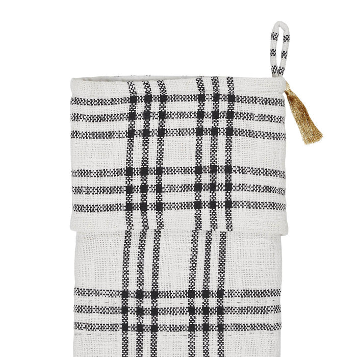 Wintergleam Black White Plaid Stocking 12x20    Home & Decor VHC Brands- Tilden Co.