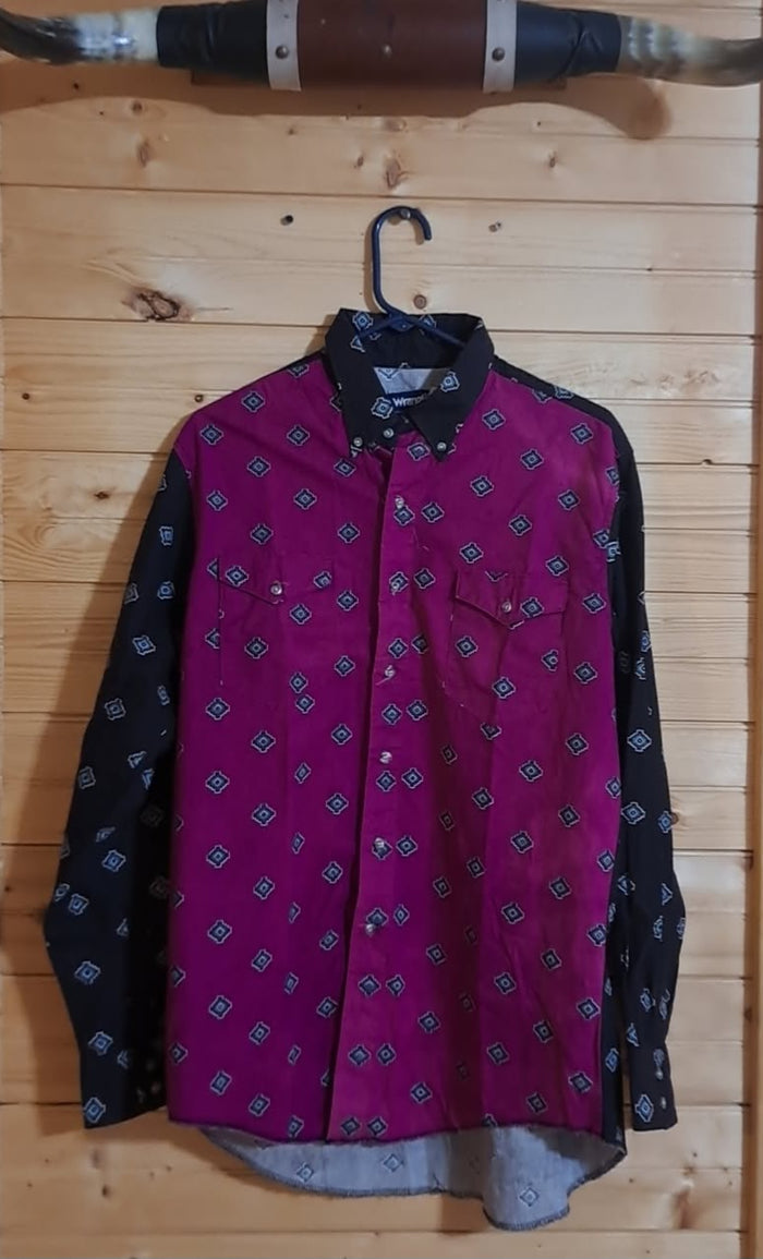 Wrangler 80's Men's Magenta And Black Block Color