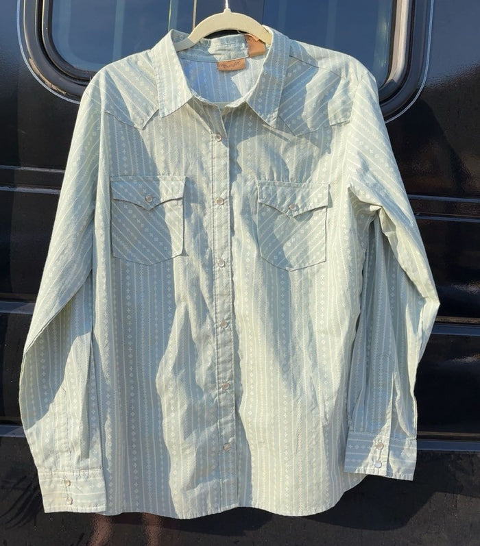 Wrangler Light Green Shapes Design Pearl Snap