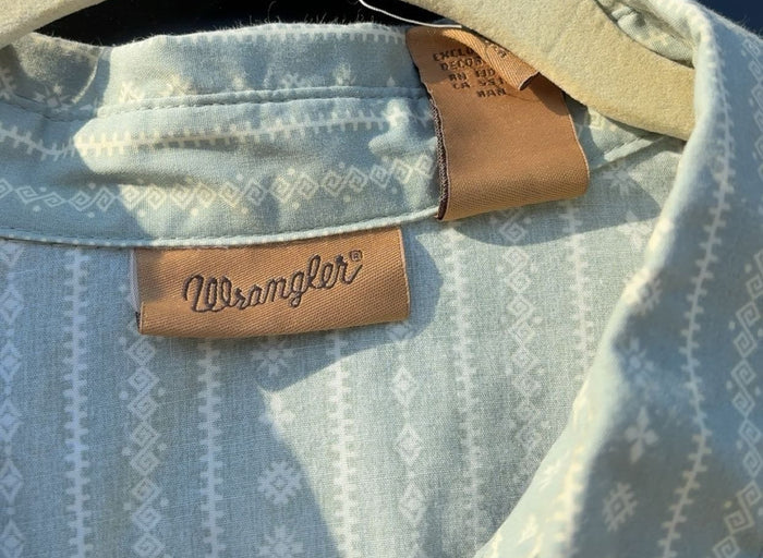 Wrangler Light Green Shapes Design Pearl Snap