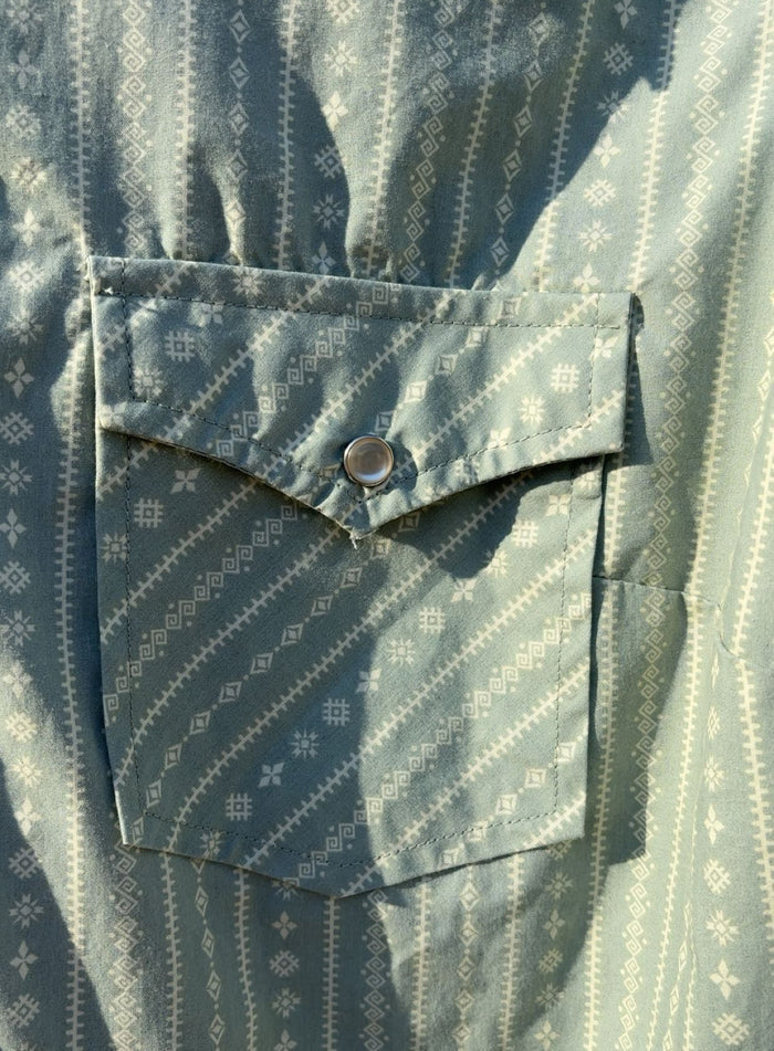 Wrangler Light Green Shapes Design Pearl Snap