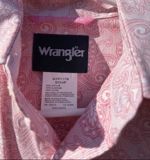 Wrangler Men's Breast Cancer Awareness Pink Pearl Snap