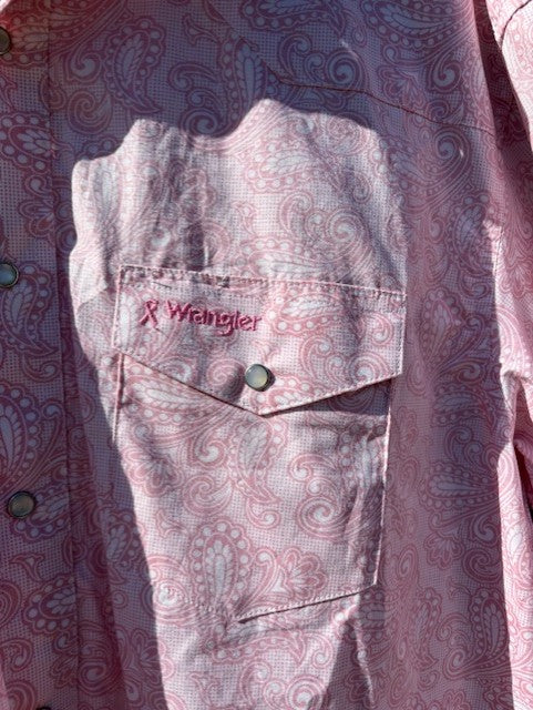 Wrangler Men's Breast Cancer Awareness Pink Pearl Snap