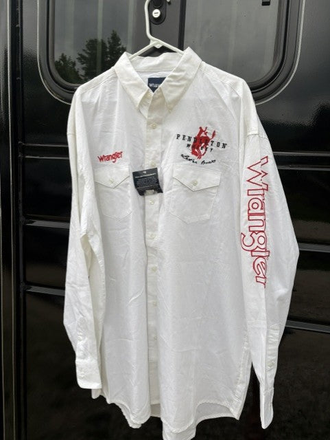 Wrangler Pendleton Whisky "Let'r Buck" 2XL White Button Up -W- Tags