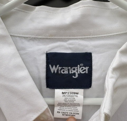 Wrangler Pendleton Whisky "Let'r Buck" 2XL White Button Up -W- Tags