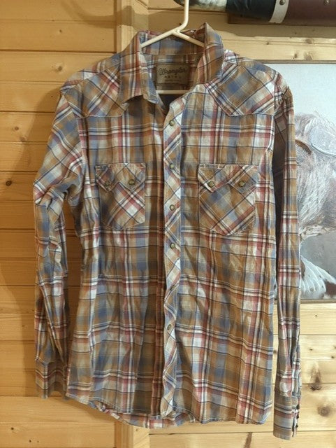 Wrangler Plaid Brown button-up