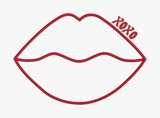 XOXO Lips Applique Embroidery Design