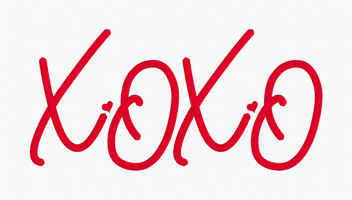 XOXO Satin Rope Stitch Embroidery Design