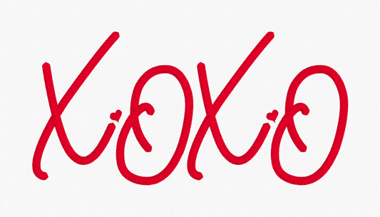 XOXO Satin Rope Stitch Embroidery Design