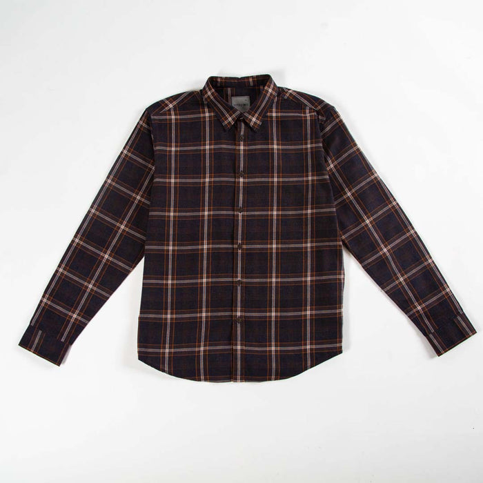 Yarn Dyed - Brown and Navy Plaid