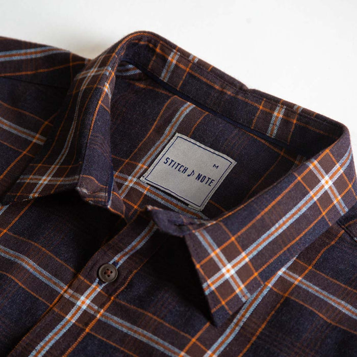 Yarn Dyed - Brown and Navy Plaid