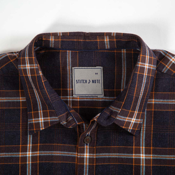 Yarn Dyed - Brown and Navy Plaid