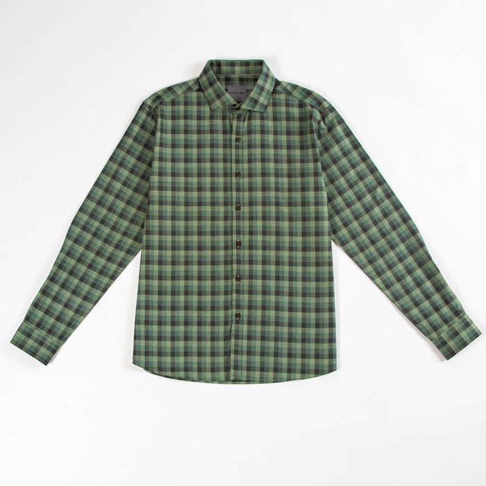 Yarn Dyed - Green Monochromatic Plaid