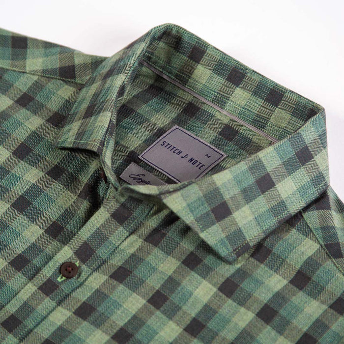 Yarn Dyed - Green Monochromatic Plaid