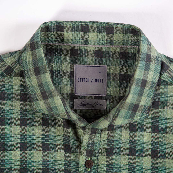 Yarn Dyed - Green Monochromatic Plaid