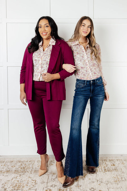 You and I Connect Floral Button Up Blouse Blouse Ave Shops- Tilden Co.