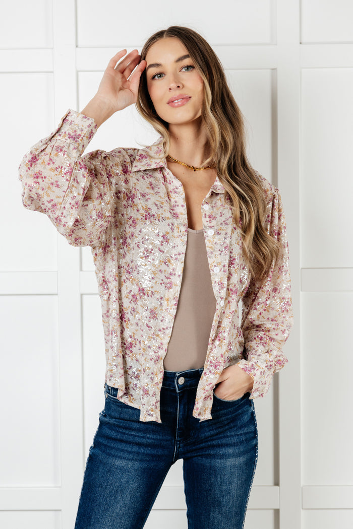 You and I Connect Floral Button Up Blouse Blouse Ave Shops- Tilden Co.