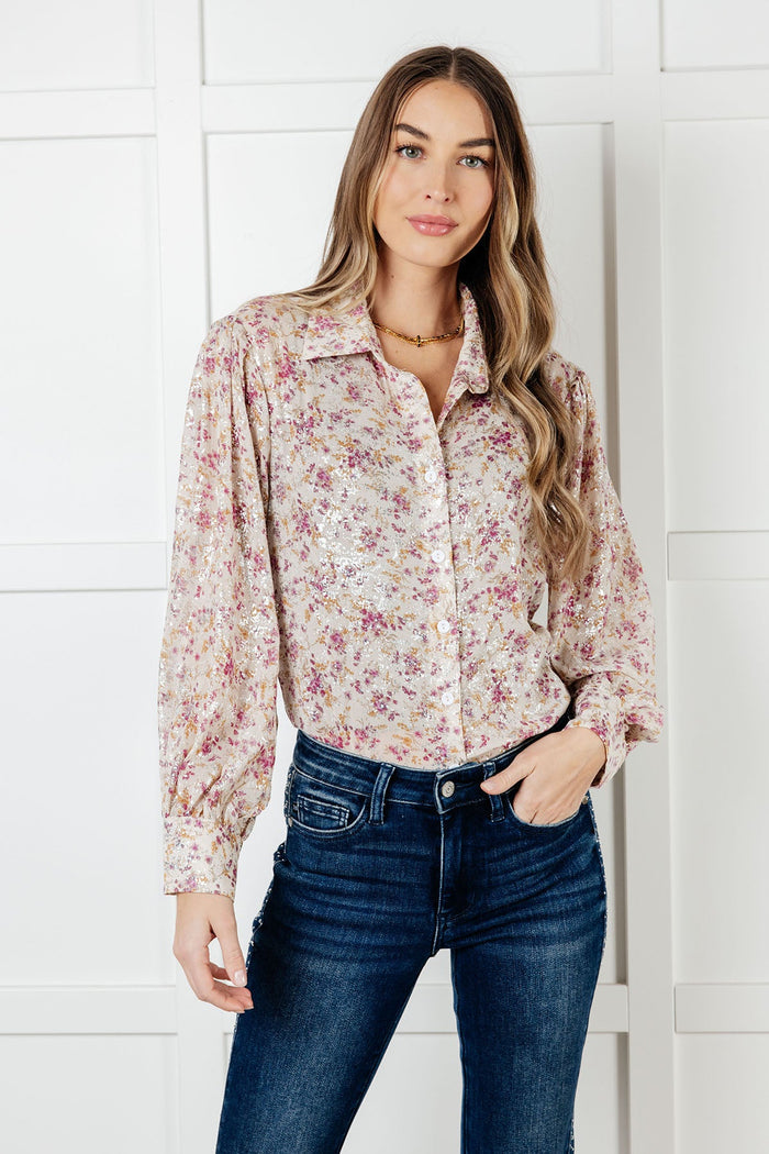You and I Connect Floral Button Up Blouse Blouse Ave Shops- Tilden Co.